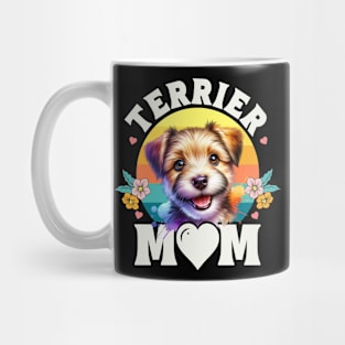Colorful Terrier Mom Retro Sunset Dog Lover Mug